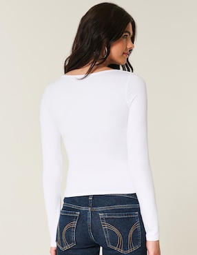 Playera manga larga Hollister temporada cuello redondo para mujer