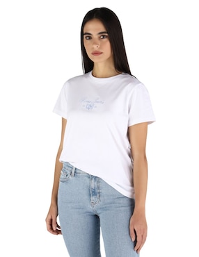 Playera manga corta Guess Jeans FA2025 cuello redondo para mujer