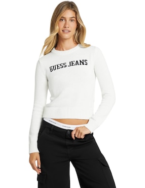 Suéter guess jeans cuello redondo para mujer