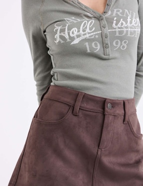 Playera manga larga Hollister cuello con botón para mujer