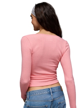 Playera manga larga American Eagle cuello cuadrado para mujer