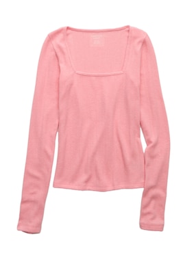 Playera manga larga American Eagle cuello cuadrado para mujer