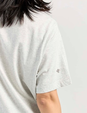Playera manga al codo cuello redondo para mujer