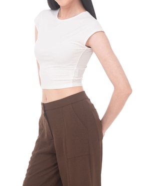 Top Sarah Bustani cuello redondo cuello redondo