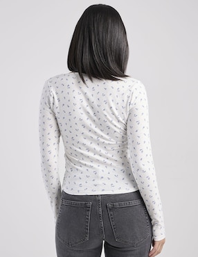 Playera manga larga Hollister cuello V para mujer