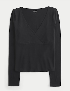 Playera manga larga Hollister cuello V para mujer
