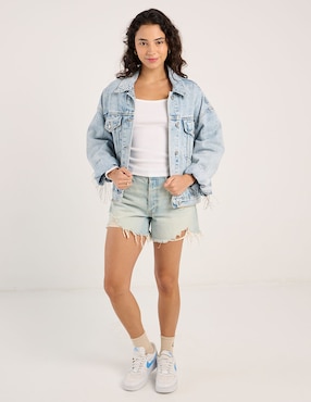 Playera manga larga Hollister cuello cuadrado para mujer