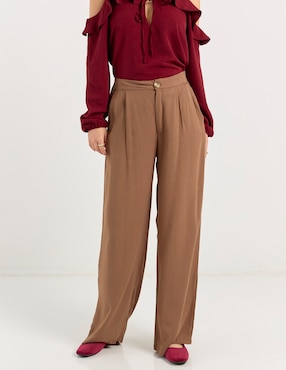 Pantalón relaxed Coffee Bean wide leg para mujer