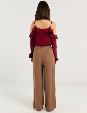 Pantalón relaxed Coffee Bean wide leg para mujer