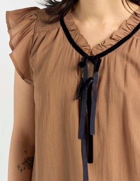 Blusa Coffee Bean manga corta para mujer