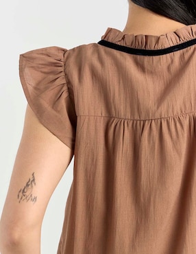 Blusa Coffee Bean manga corta para mujer