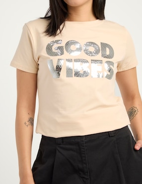Playera manga corta Biography cuello redondo para mujer