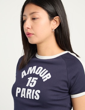 Playera manga corta Biography cuello redondo para mujer