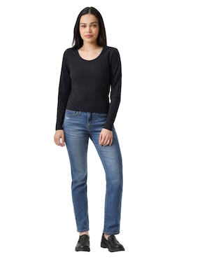 Playera manga larga Levi's cuello redondo para mujer