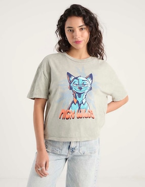 Playera manga corta Zootopia cuello redondo para mujer