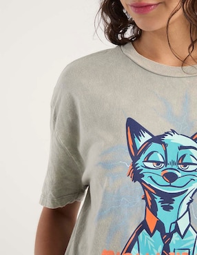 Playera manga corta Zootopia cuello redondo para mujer