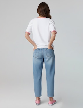 Playera manga al codo cuello redondo para mujer