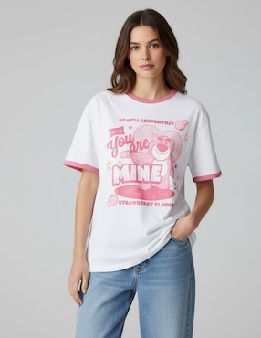 Playera manga al codo cuello redondo para mujer