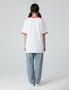 Playera manga al codo cuello redondo para mujer