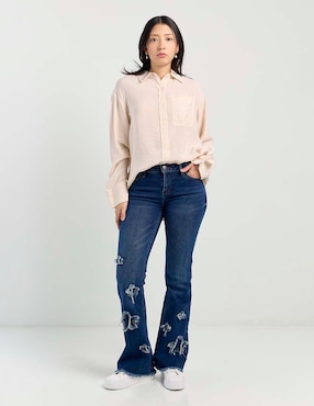 Jeans relaxed flare Coffee Bean para mujer