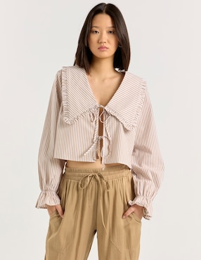 Blusa Coffee Bean manga larga para mujer