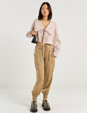 Blusa Coffee Bean manga larga para mujer