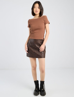Falda mini Coffee Bean a la cintura