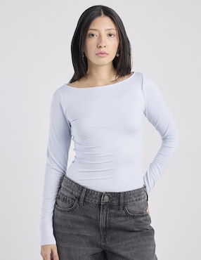 Playera manga larga Hollister cuello ojal para mujer