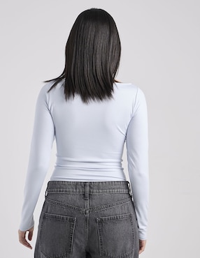 Playera manga larga Hollister cuello ojal para mujer