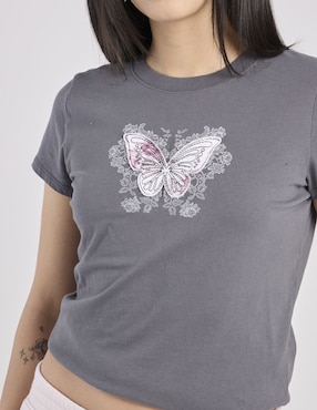 Playera manga corta Hollister cuello redondo para mujer