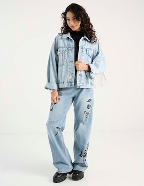 Jeans relaxed straight Coffee Bean para mujer