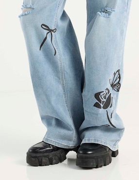 Jeans relaxed straight Coffee Bean para mujer