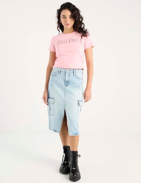 Falda midi Sexy Jeans de mezclilla a la cintura