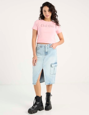 Falda midi Sexy Jeans de mezclilla a la cintura