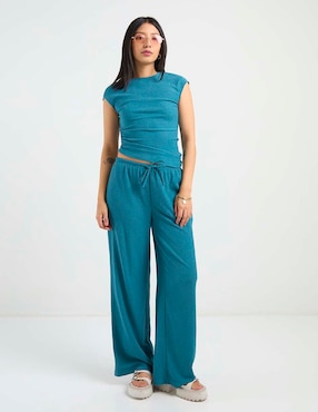 Blusa plisada That's It manga corta para mujer