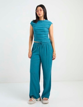 Blusa plisada That's It manga corta para mujer