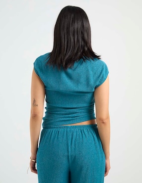 Blusa plisada That's It manga corta para mujer