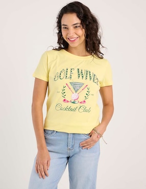 Playera manga corta Biography playera cuello redondo para mujer
