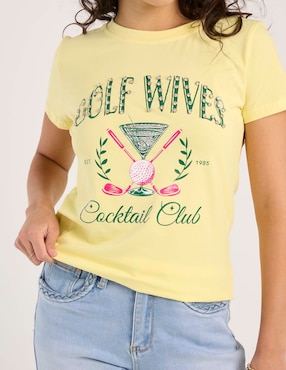 Playera manga corta Biography playera cuello redondo para mujer