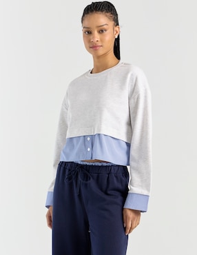 Sudadera con efecto doble prenda Coffee Bean para mujer