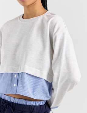 Sudadera con efecto doble prenda Coffee Bean para mujer