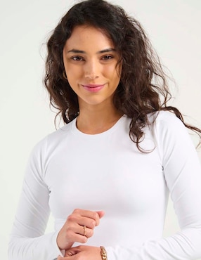 Playera manga larga Hollister cuello redondo para mujer