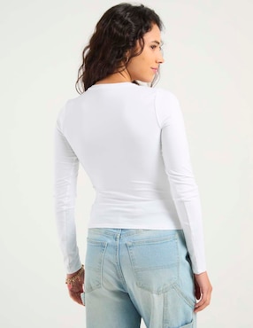 Playera manga larga Hollister cuello redondo para mujer