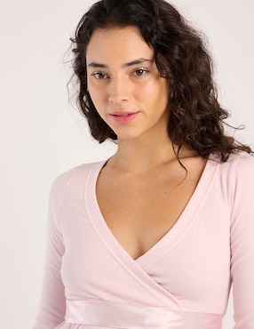 Playera manga larga Hollister cuello V para mujer