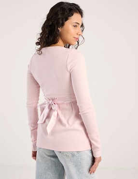 Playera manga larga Hollister cuello V para mujer