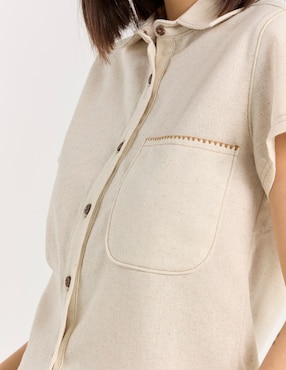 Blusa camisera Coffee Bean manga corta para mujer