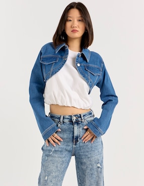 Chamarra denim Coffee Bean de mezclilla para mujer