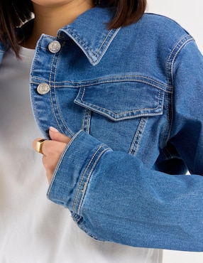 Chamarra denim Coffee Bean de mezclilla para mujer