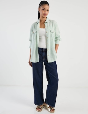 Blusa camisera American Eagle manga larga para mujer