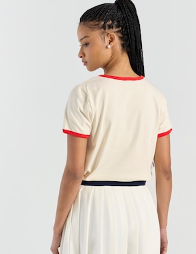 Blusa manga corta Coffee Bean cuello redondo para mujer